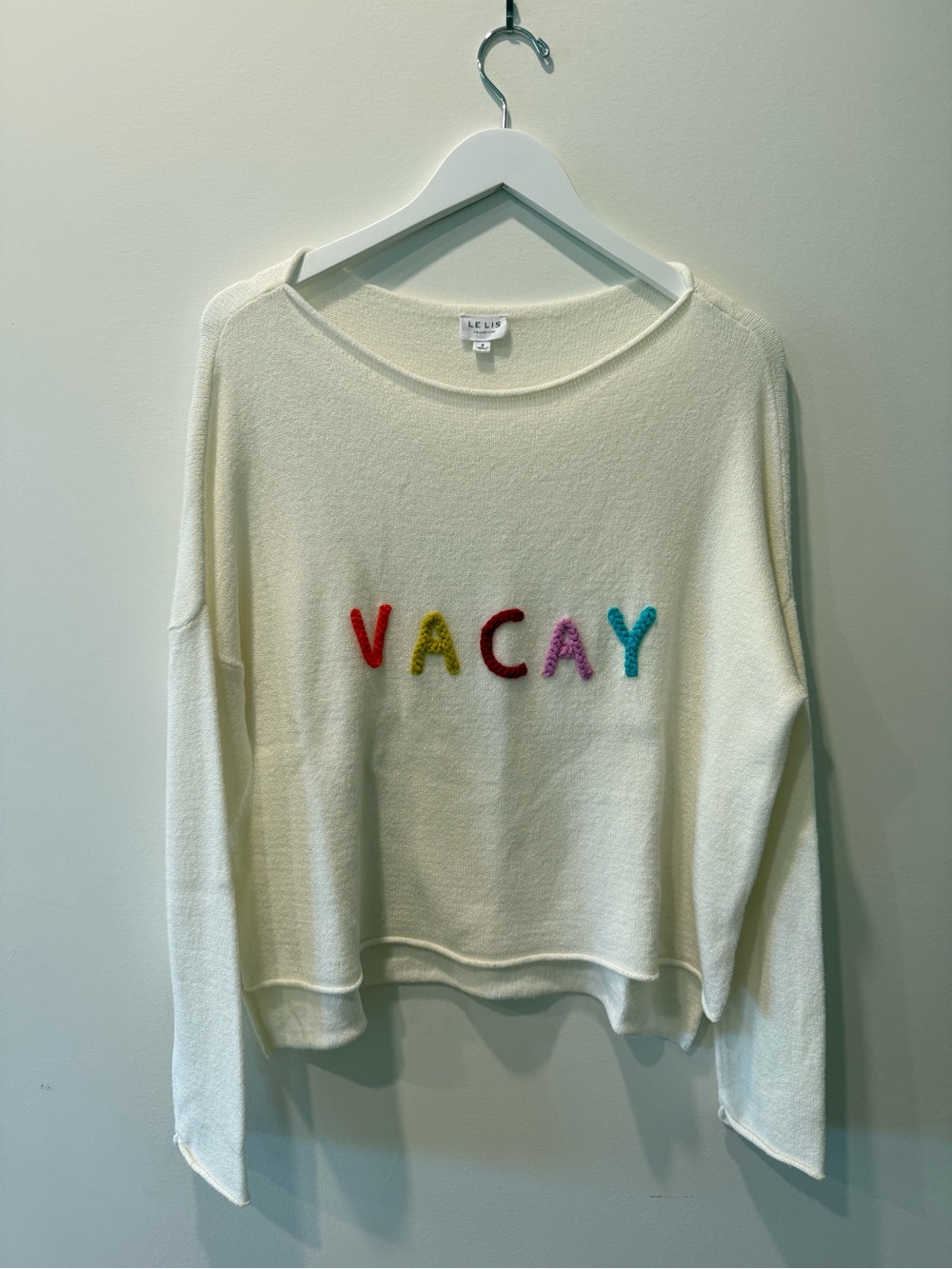 Le Lis Cream 'VACAY' Embroidered Sweater